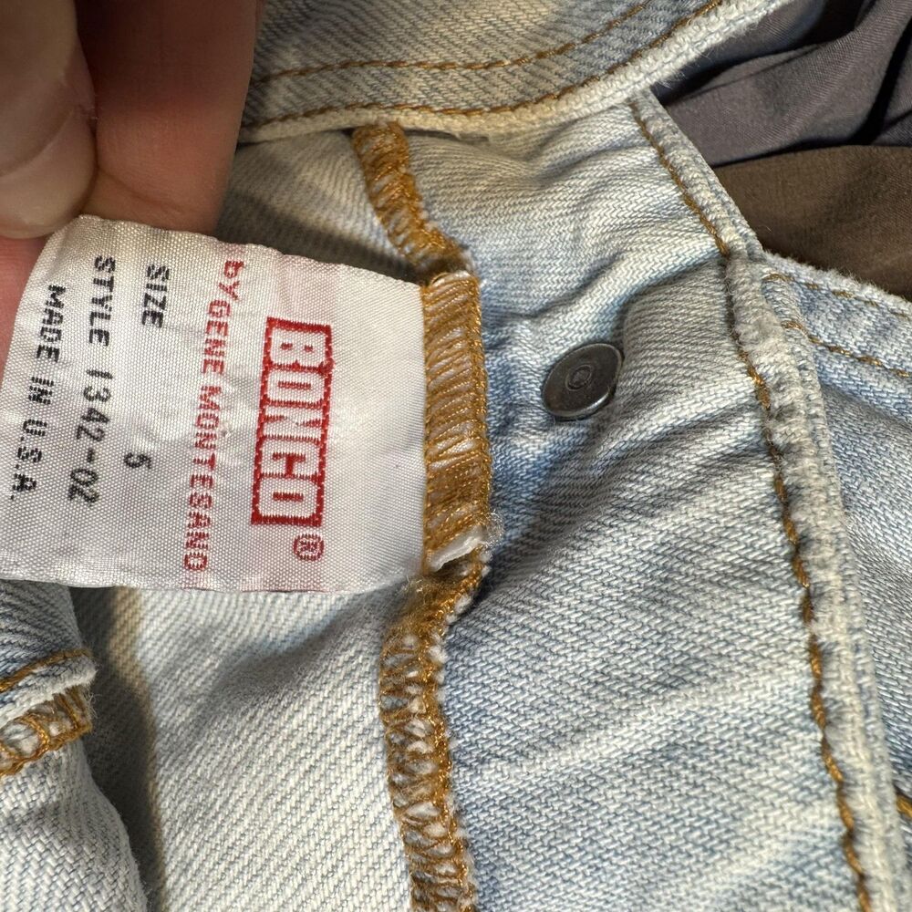 Vintage Bongo Dress Womens 5 Light Wash Denim Button Front Crossback Mini 90s - Picture 11 of 11